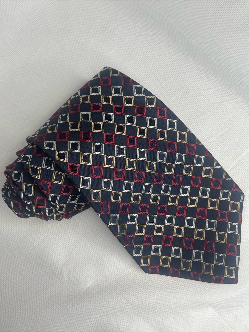 VTG Sulka Designer Point All Repp Silk Necktie Navy Red Tie York London Paris